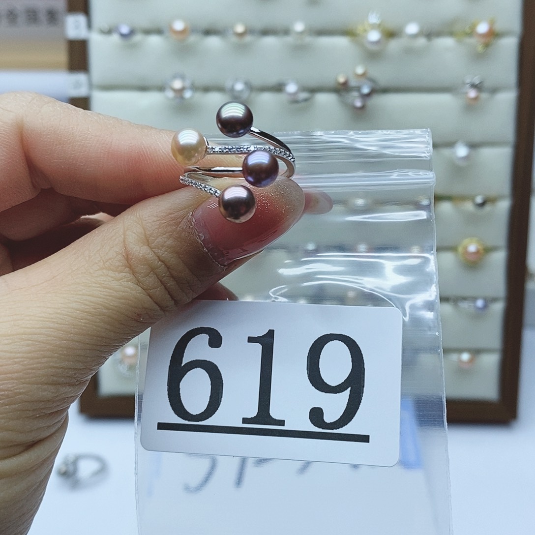 淡水珍珠戒指银S925镶嵌619