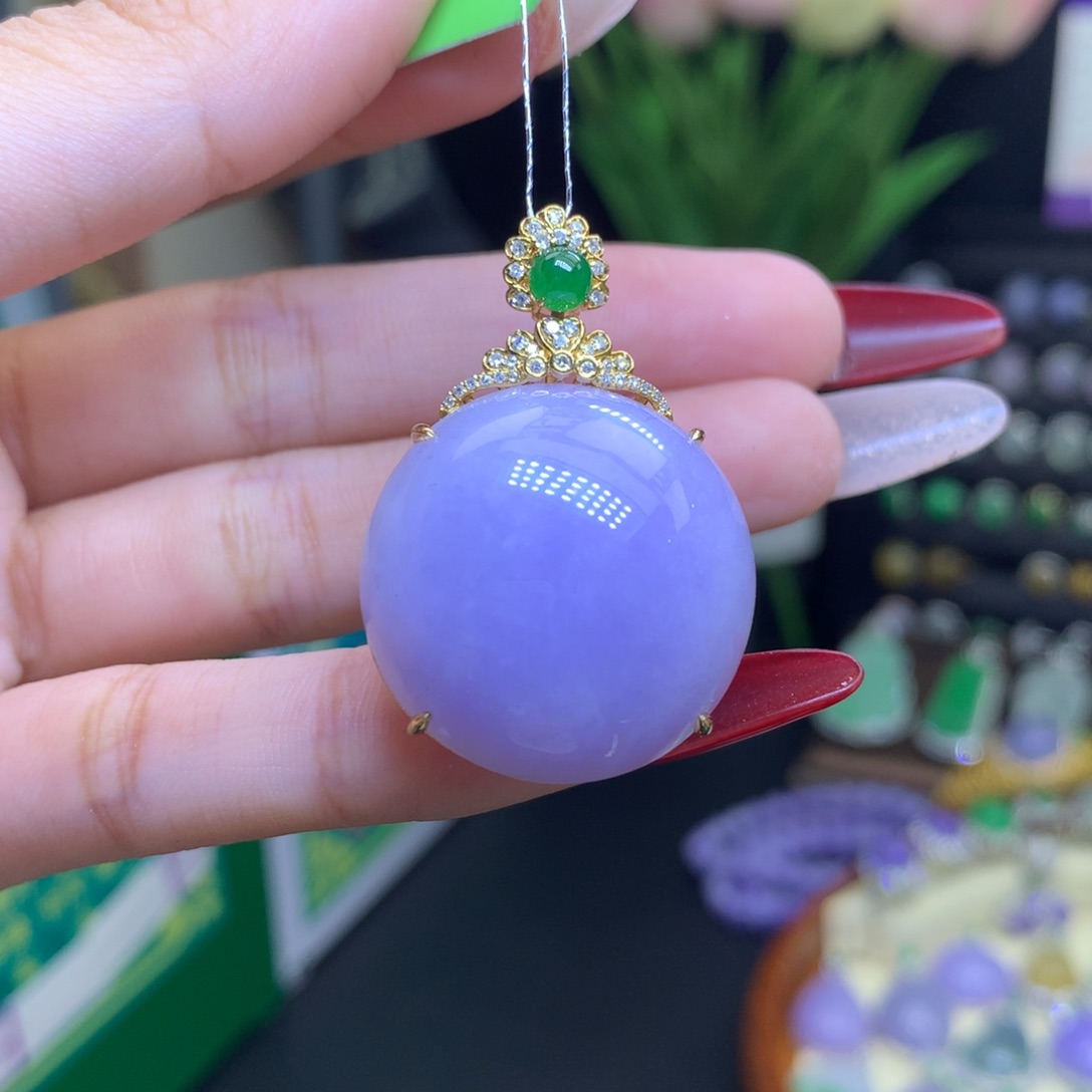 翡翠颈饰18K金镶嵌天然