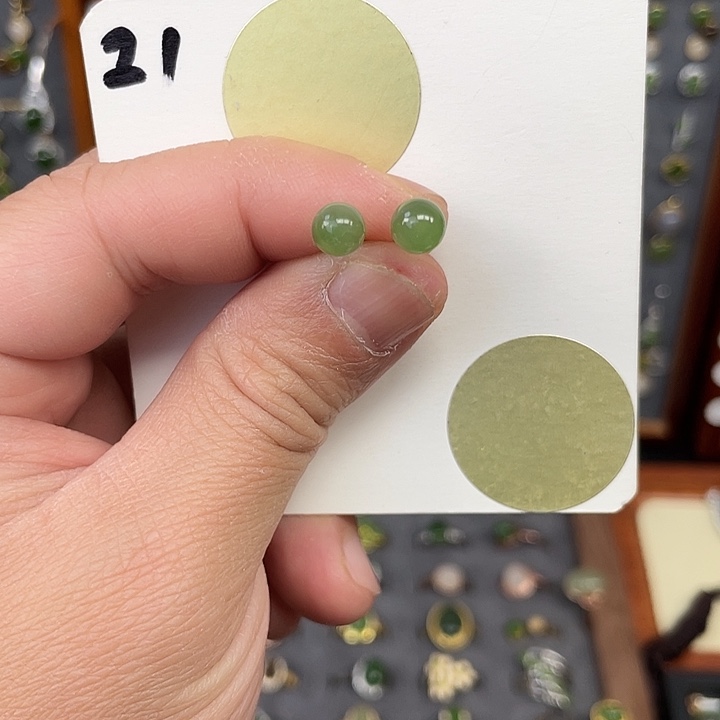 和田玉耳饰银S925镶嵌和田玉21