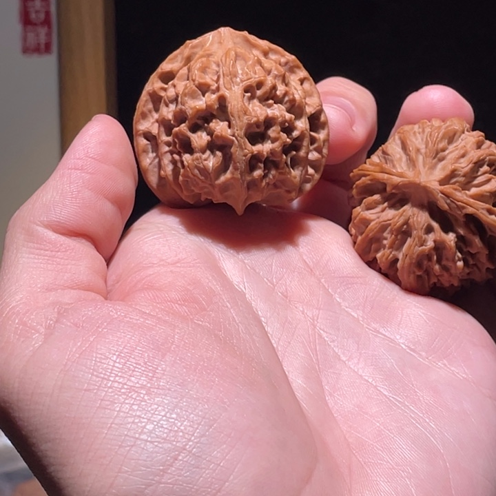 喝***壶文玩核桃把件42全品桃心苹果园