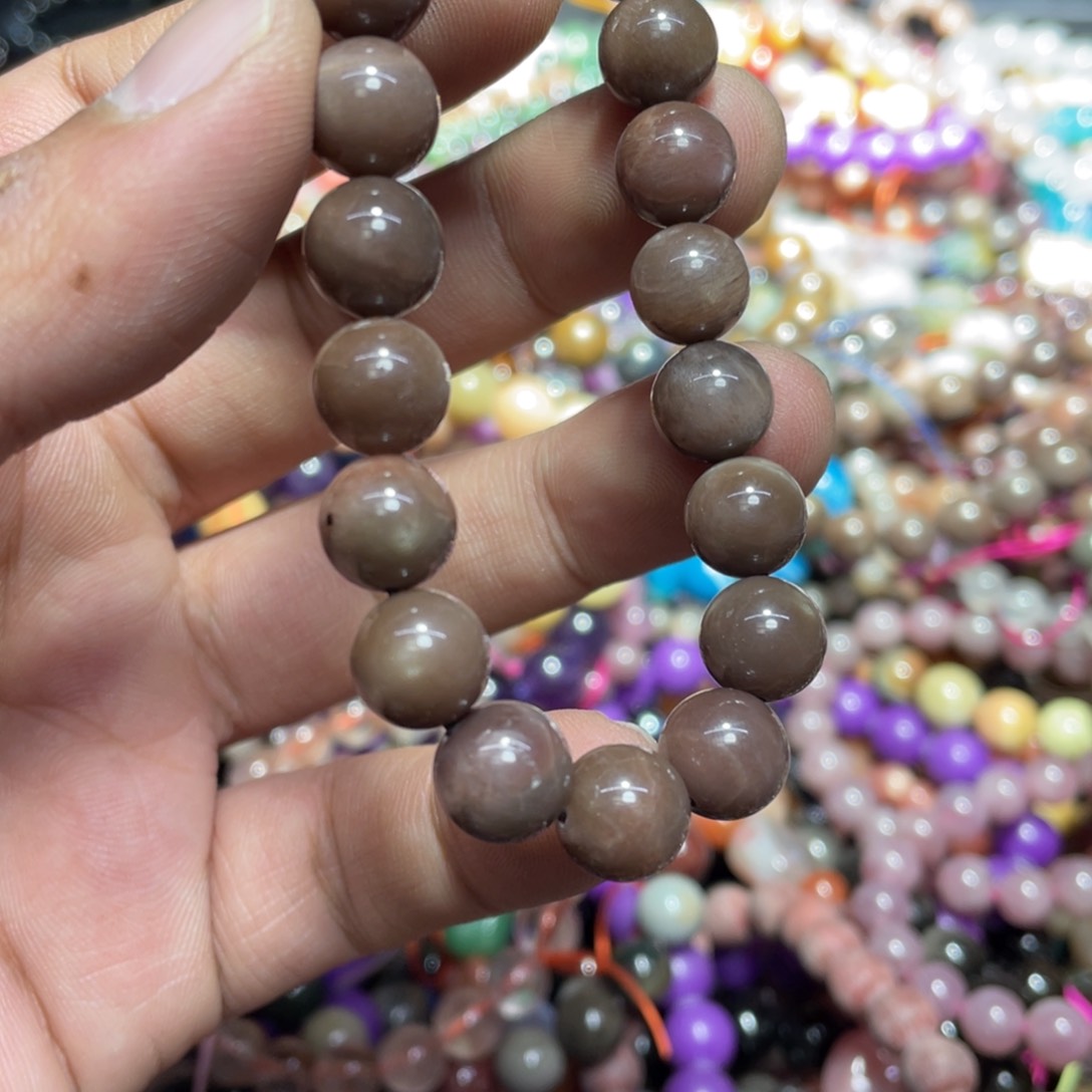 烟晶手链银S800镀金镶嵌