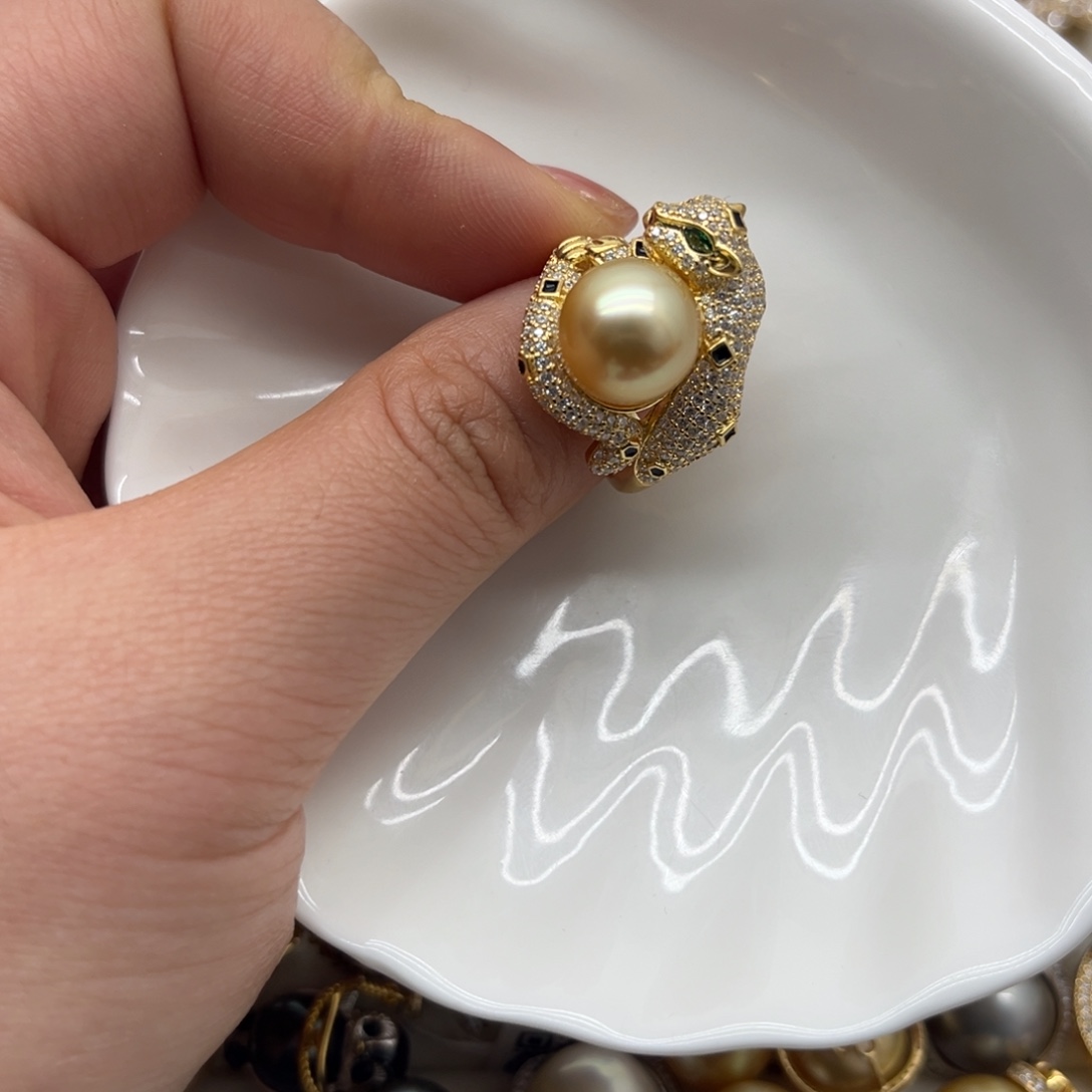 戒指银S925镶嵌海水珍珠