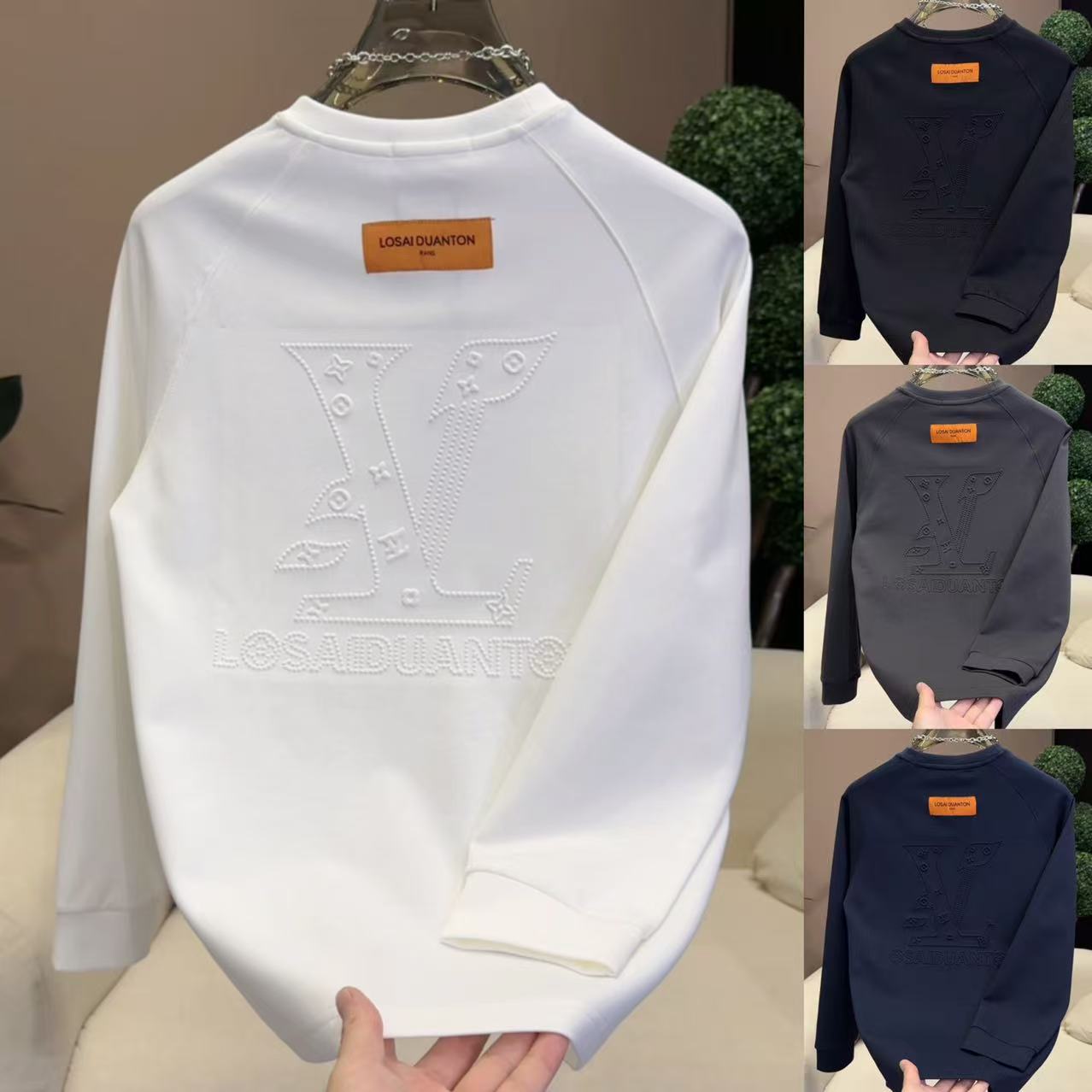 秋季新款卫衣男士圆领钢印长袖时尚潮流百搭休闲上衣男装1883