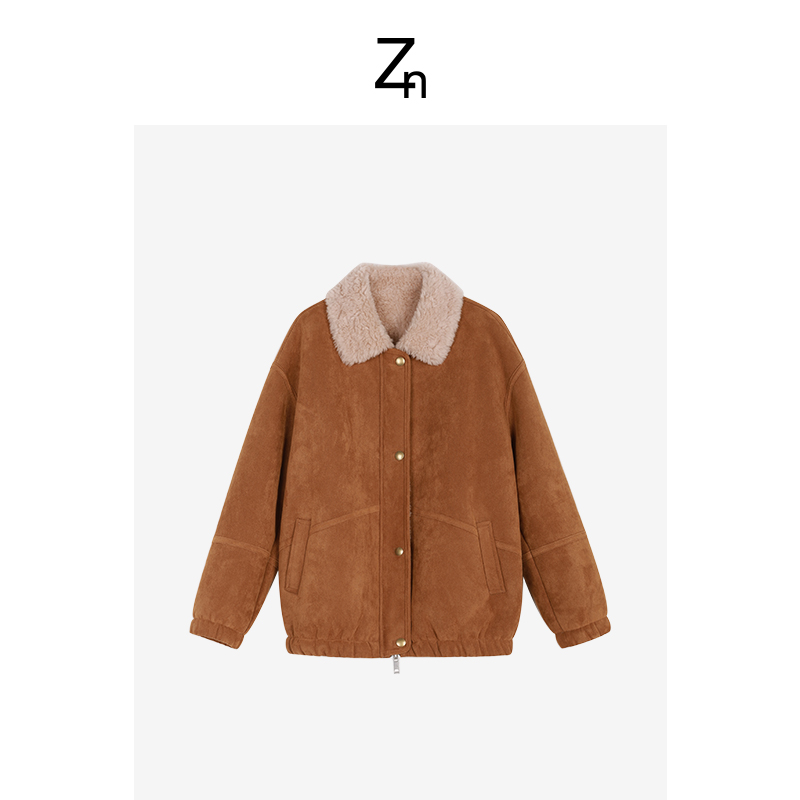 Zn绵羊毛外套时尚休闲百搭加绒保暖复古加厚秋冬A825Z21060