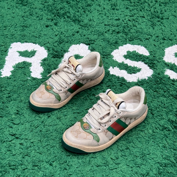 99新 GUCCI/古驰 脏脏鞋绿尾做旧款98新36.5码运动女鞋休闲鞋复古