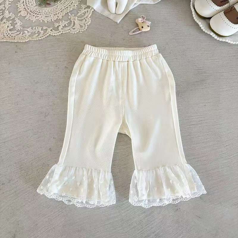 【NO退NO换】欢宝3店-幼羽-2025夏-编码0042-YX8035-蕾丝边休闲裤