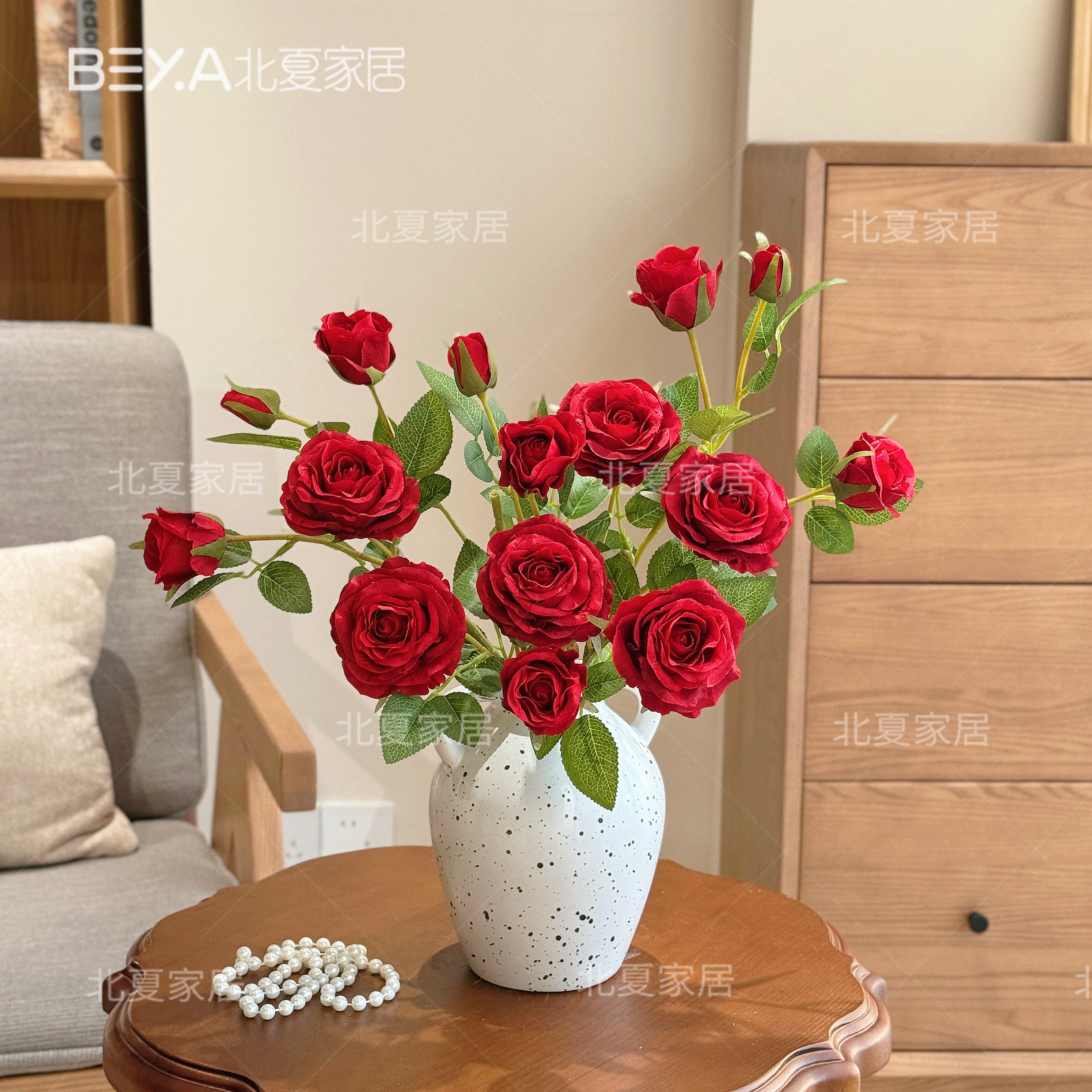 红玫瑰花假花情人节送女朋友餐桌插花广岛之恋装饰花摆放仿真绢花