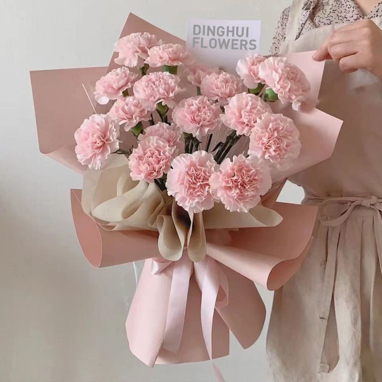 【是受挫的安慰】19枝粉色康乃馨花束送妈妈长辈爱人老师领导礼物花店鲜花配送