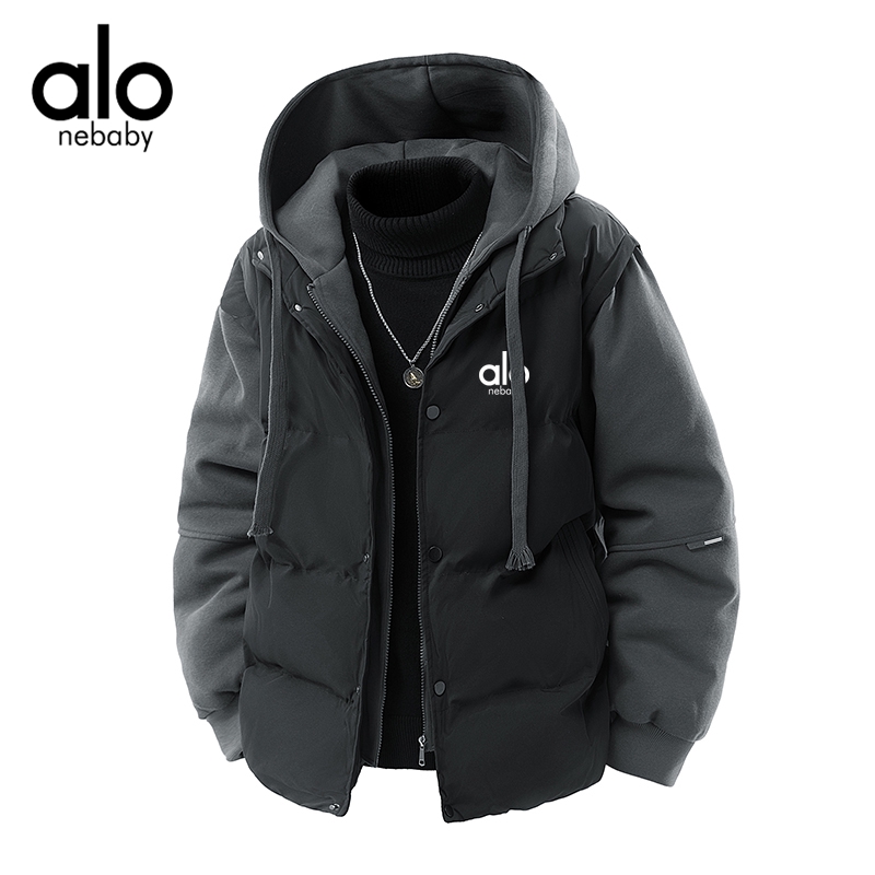 奥特莱斯爆款防水假两件马甲棉服男士连帽棉衣潮流加厚保暖外套