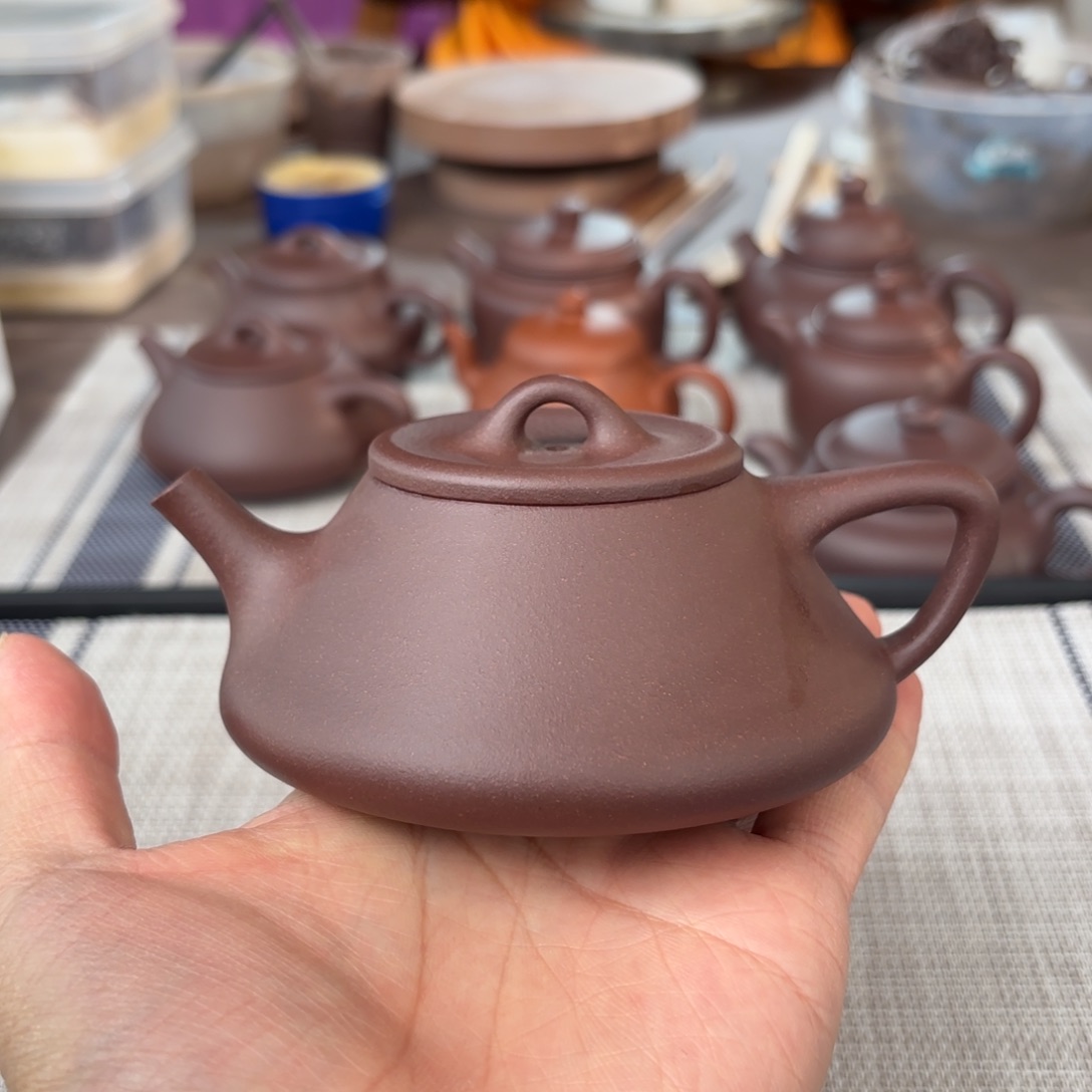 茶壶紫砂半手工老紫泥曲瓢壶180cc
