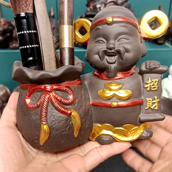 茶宠紫砂财神六君子茶宠摆件