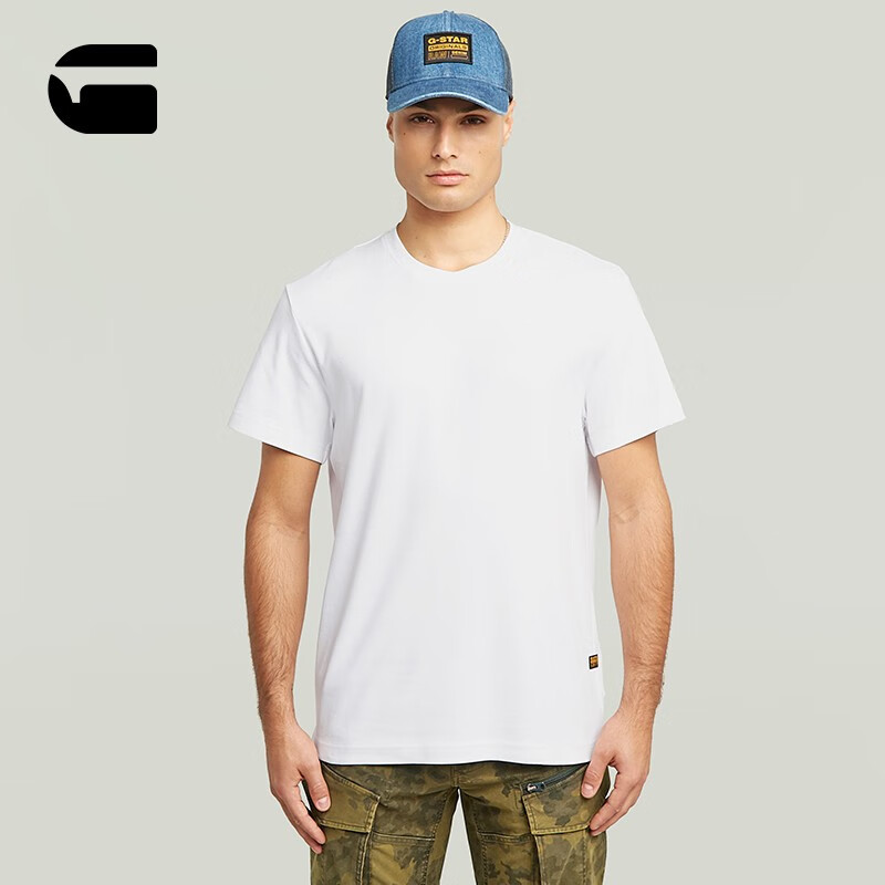 G-STAR RAW25年秋季新款Script罗纹圆领T恤舒适百搭男时尚棉质短