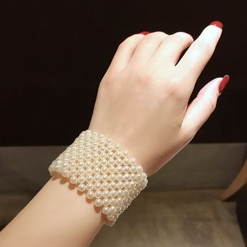 非金属亚克力手链 M810-白色珠珠手牌多层手夸张手链女