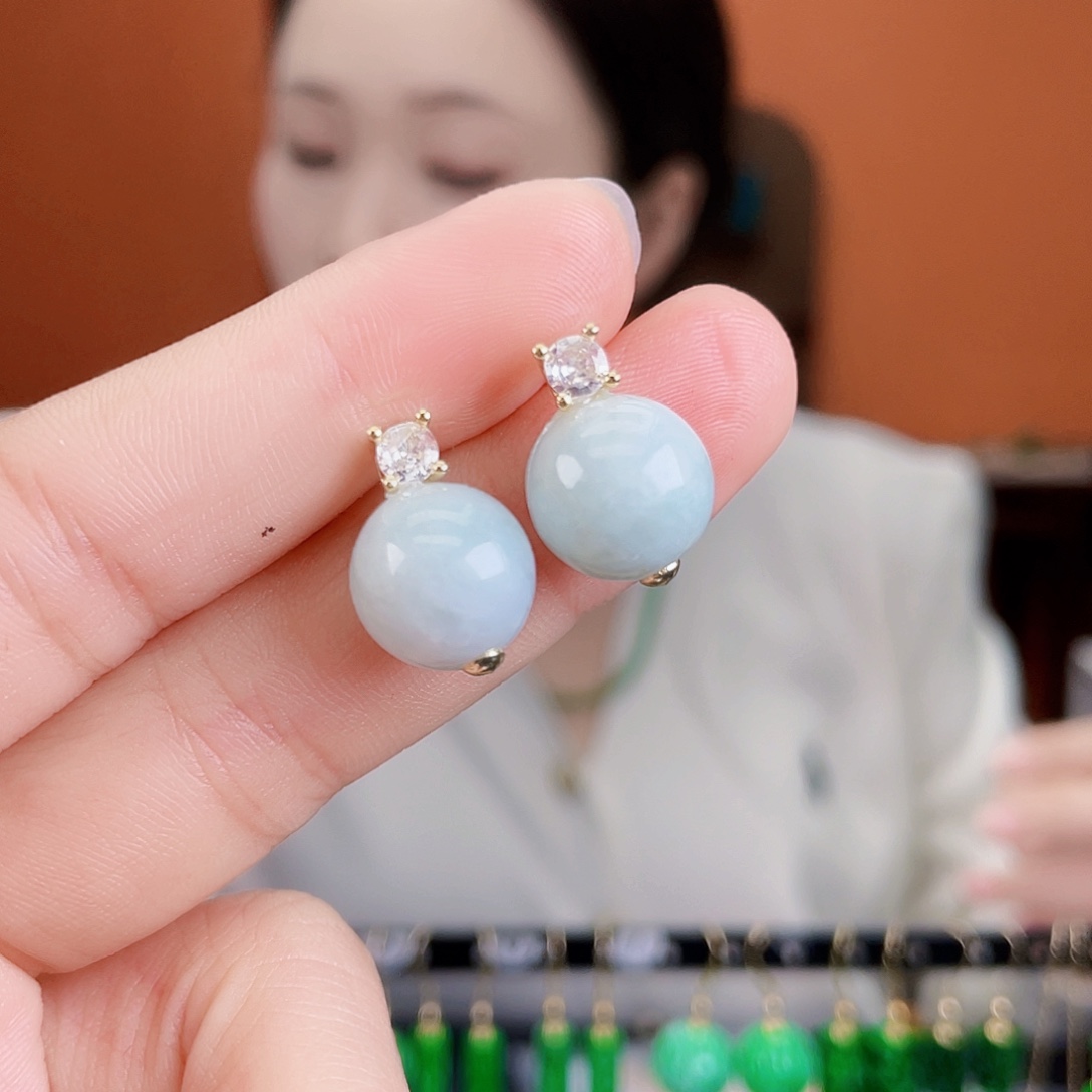 翡翠未镶嵌耳饰饰品