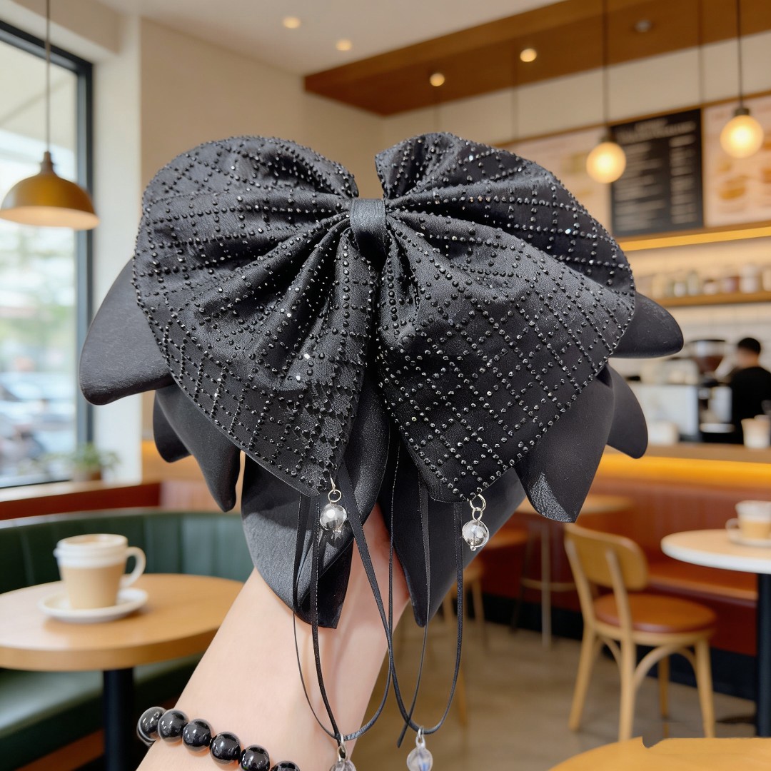 ｛繁星点点｝气质蝴蝶结马尾抓夹后脑勺半扎发飘带百头饰4152