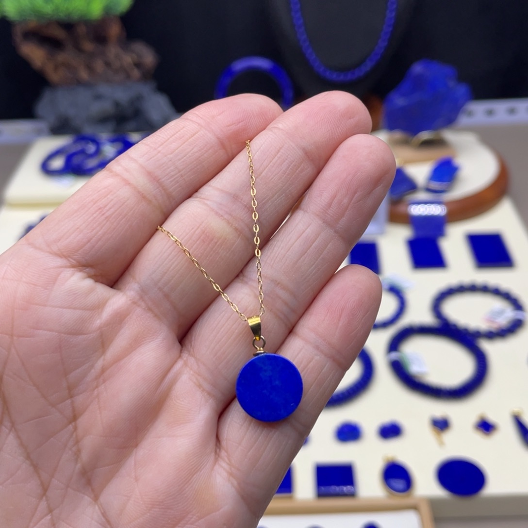 银S925镀金镶嵌青金石吊坠