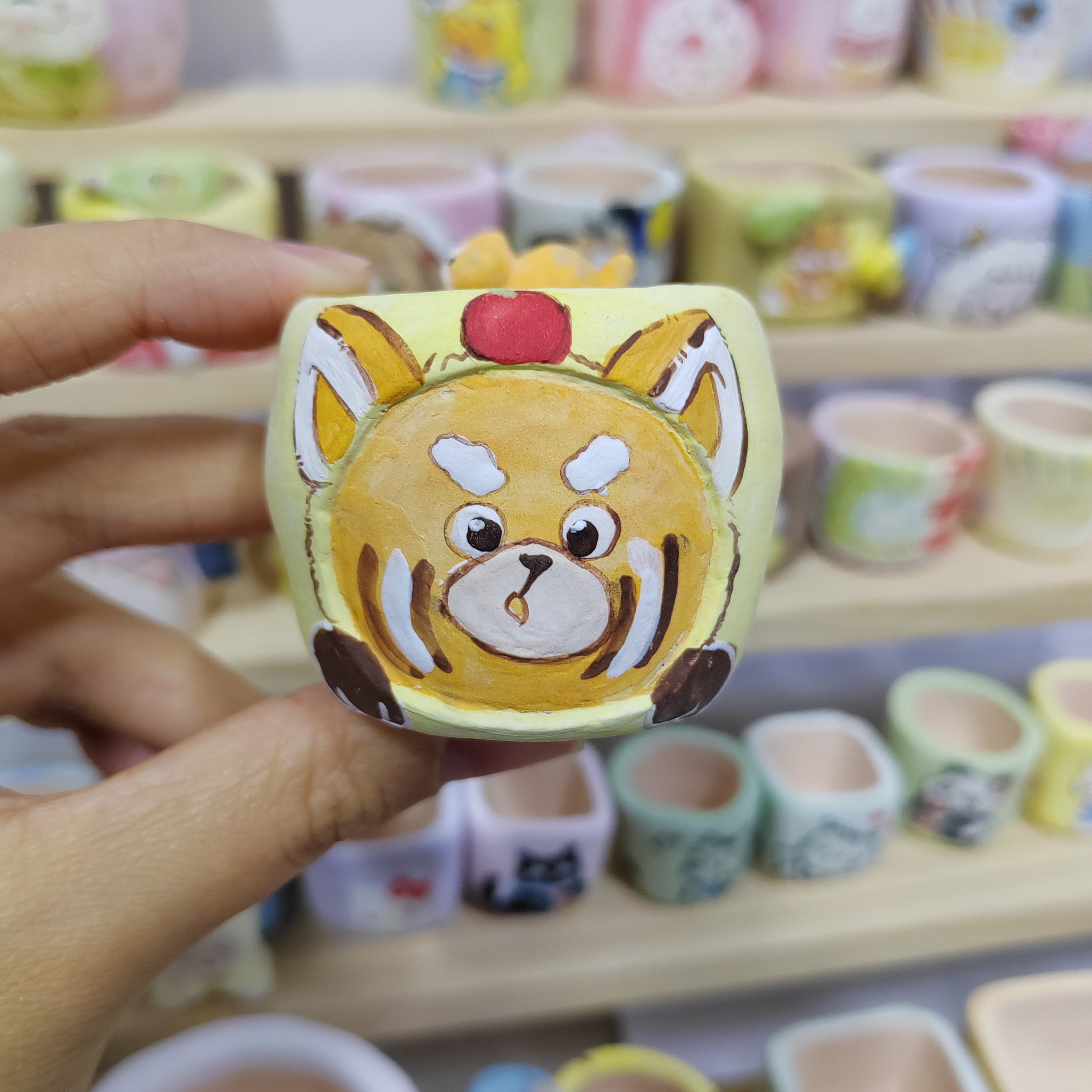 手绘透气捏花大口径多肉花盆可爱卡通