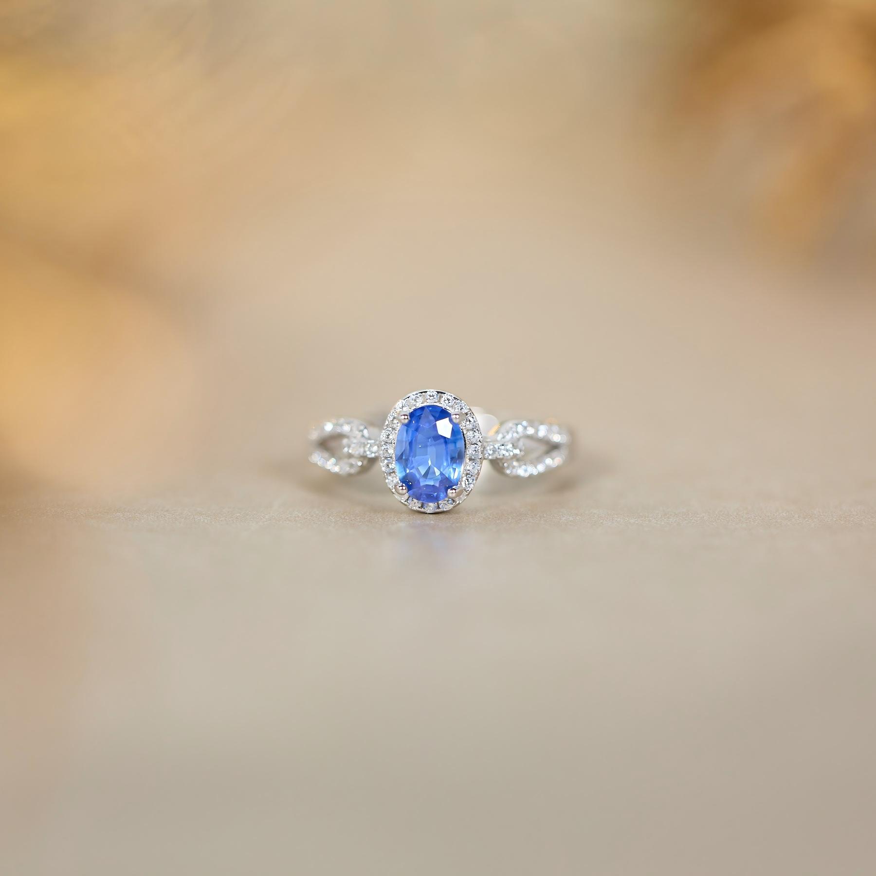 【歪歪】蓝宝石蛋面戒指5*7（白）（多样性发一）XB-H8533