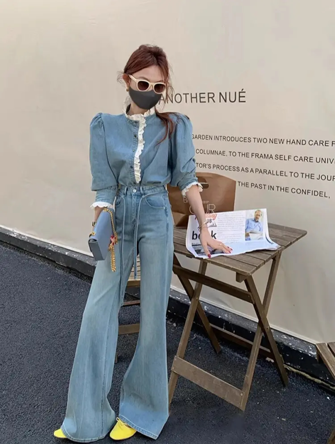 感阔腿牛仔裤女2025年新款高腰显瘦宽松垂感微喇弯刀直筒裤女9139