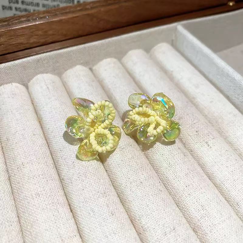 合金耳饰 亚克力手工编织米珠