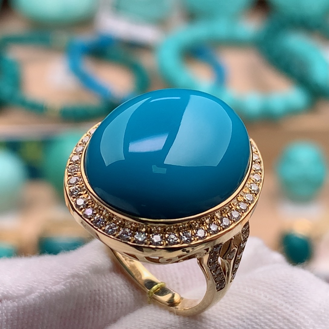 绿松石珠宝奇石18K金镶嵌