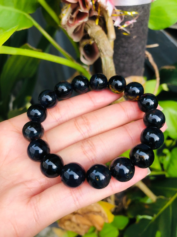 馆藏特级缅甸纯天然原矿星际蓝翁珀手串11大+满天星满蓝男女同款