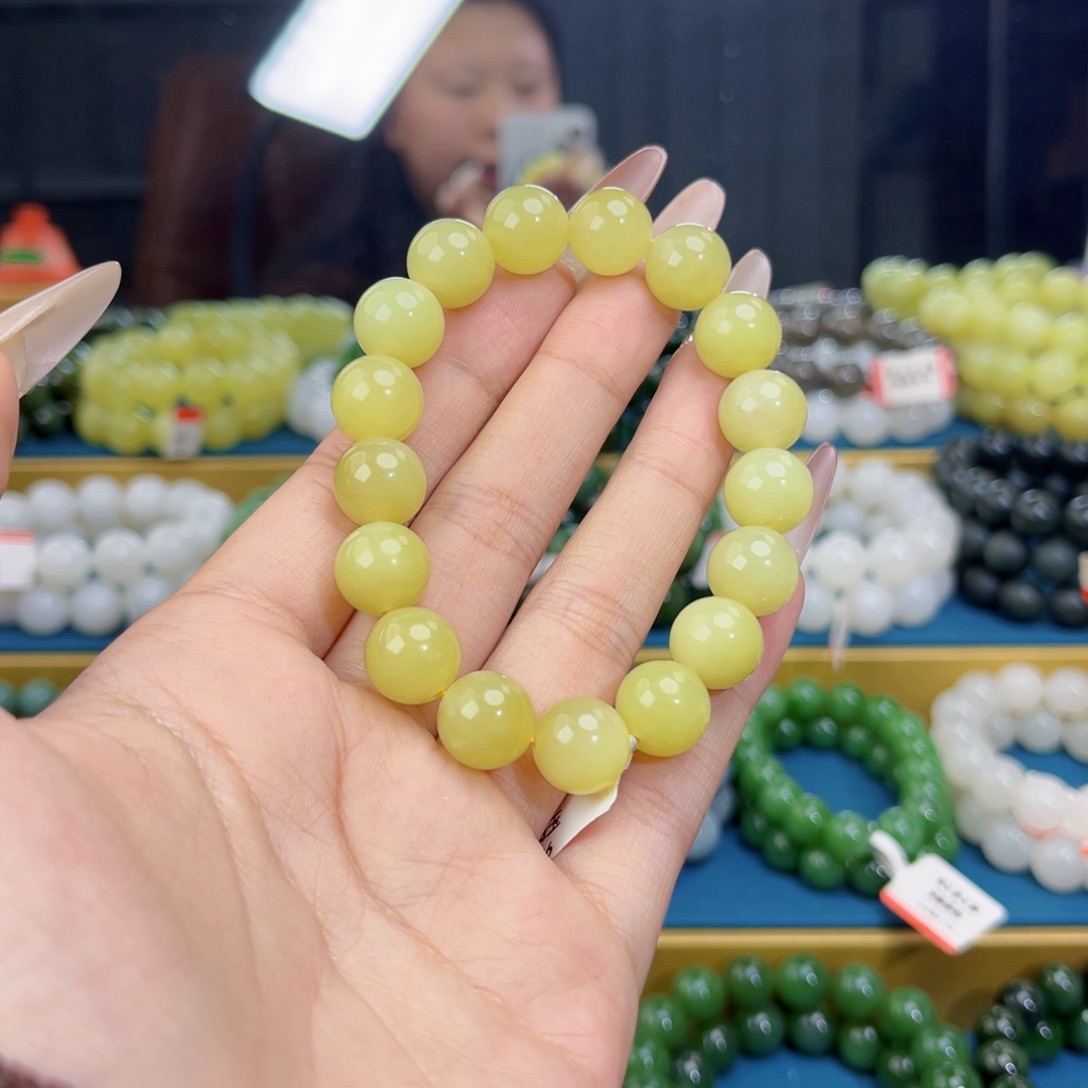 和田玉未镶嵌手链天然和田玉新疆若羌黄口手串12