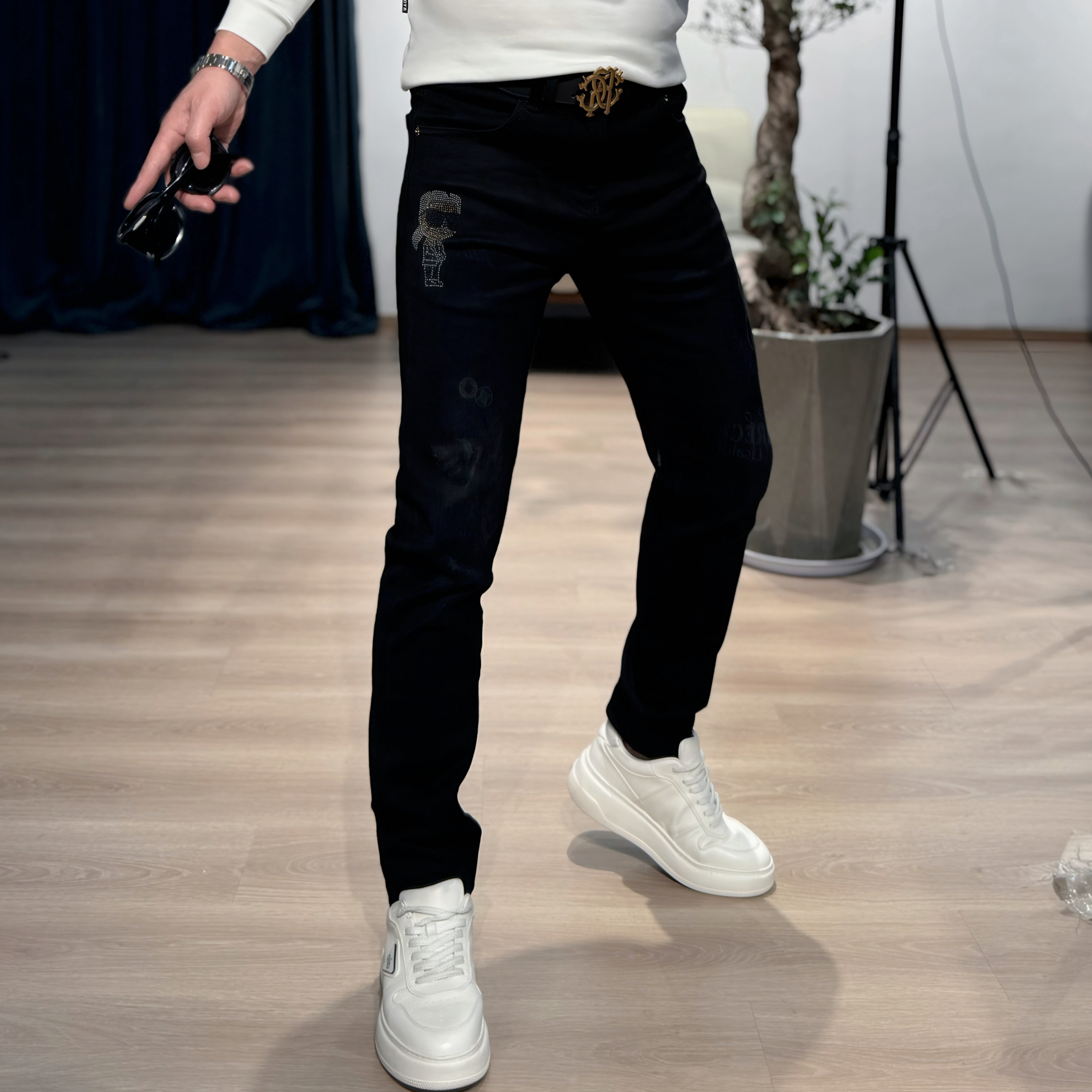 【VG轻奢】25冬季新款男士高端经典小老头时尚百搭加绒牛仔裤6467