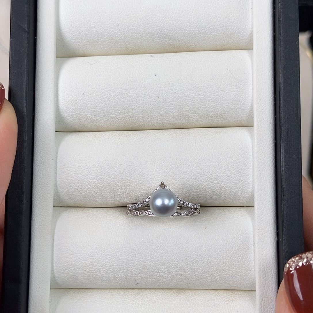 海水珍珠戒指银S925镶嵌