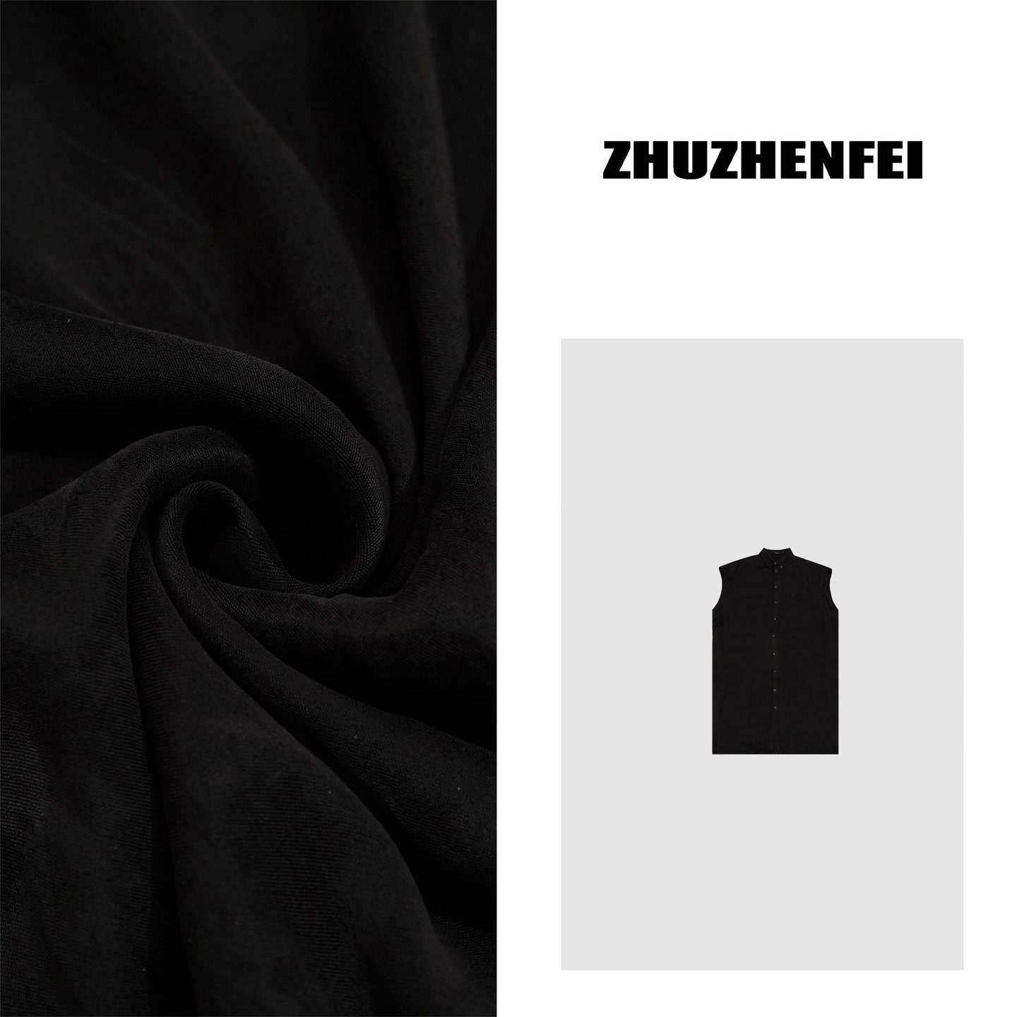 ZHUZHENFEI【棉感时光】黑色人棉透气舒适百搭柔软连衣裙Z352142