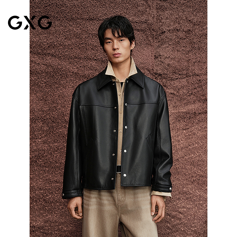 GXG男装  商场同款经典分割皮衣2025秋季新品#G25X124011