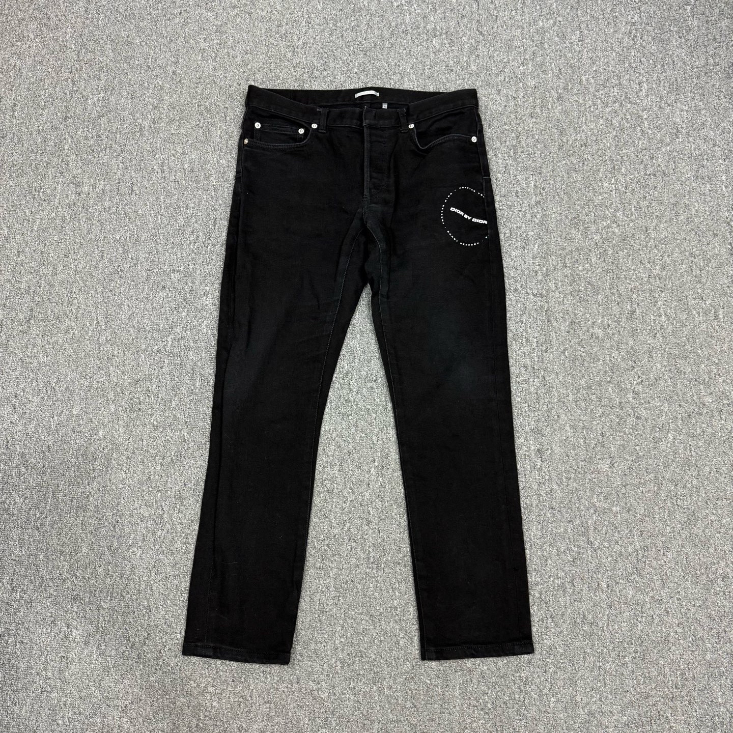95新 DIOR/迪奥 16622894 Dior迪奥 黑色标语logo牛仔裤 30码95新