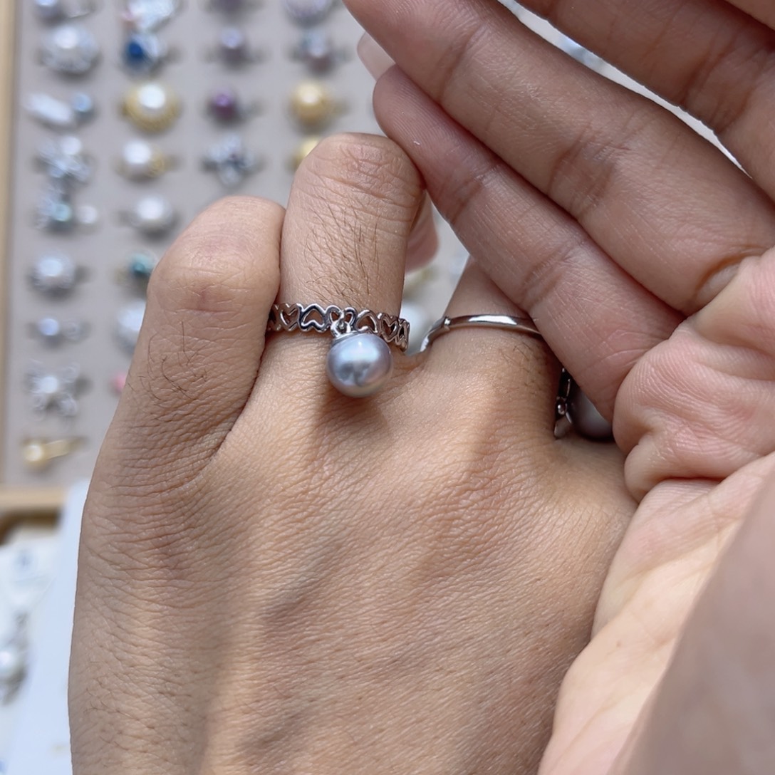 无***双淡水珍珠戒指合金