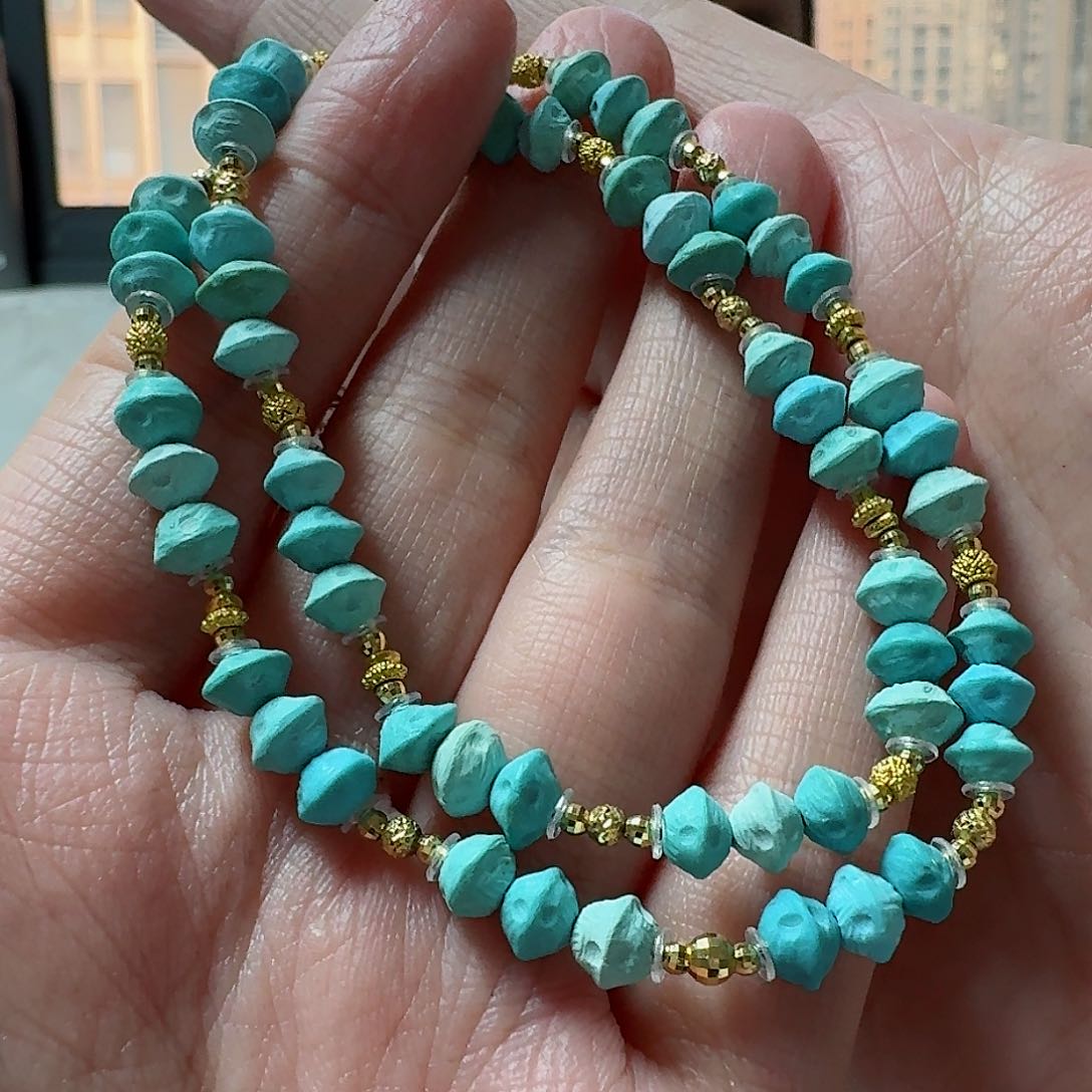 绿松石珠宝奇石18K金镶嵌