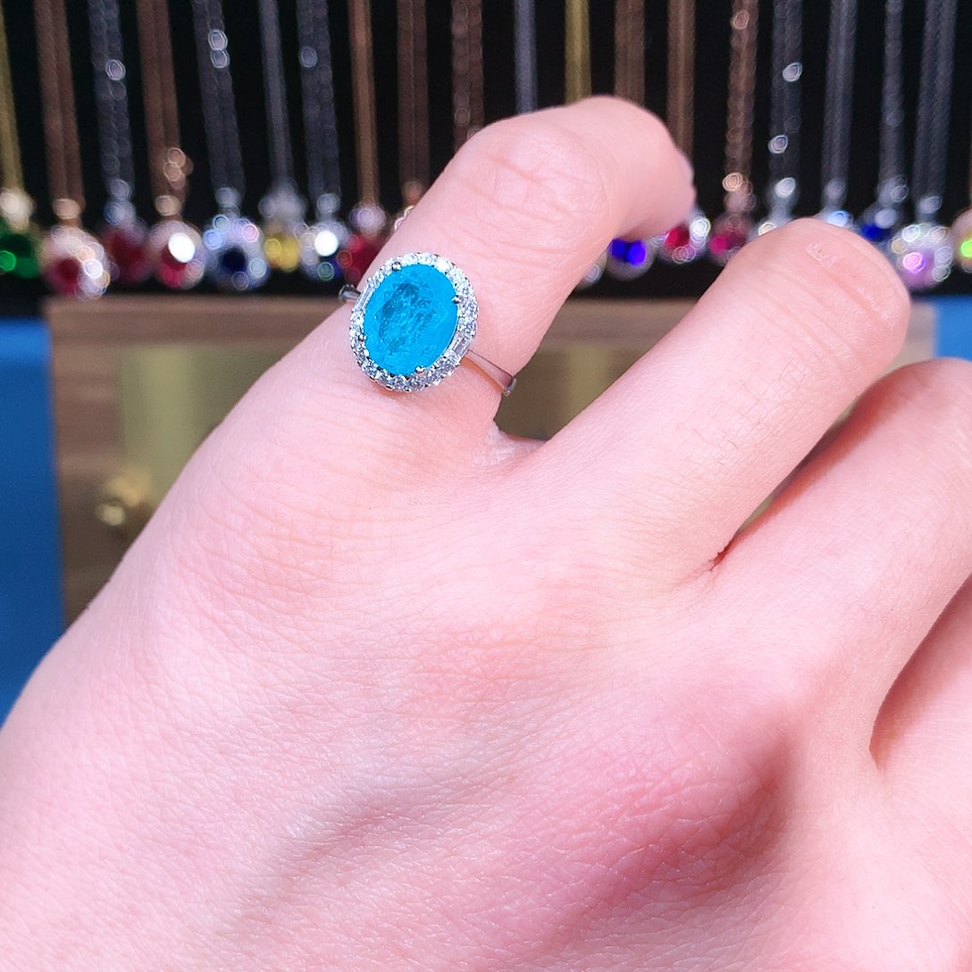 蓝宝石戒指银S925镶嵌