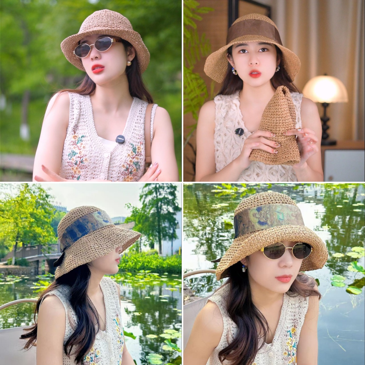 手工草编草帽子女夏天渔夫帽沙滩帽减龄百搭时尚