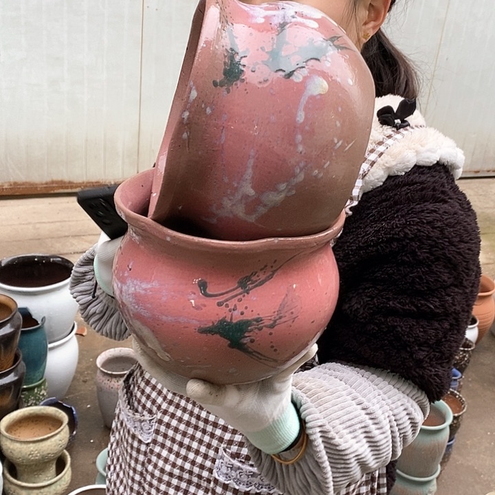 紫砂花盆瑕疵口18高12