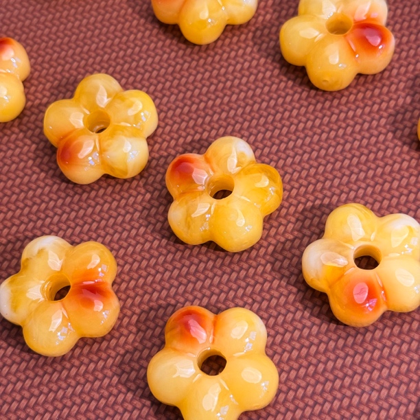 金色有米花花五瓣花diy编绳吊坠串珠项链手链配件配饰