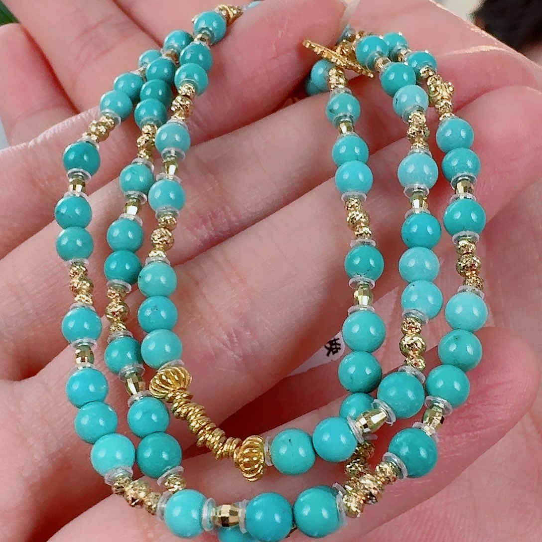 18K金镶嵌绿松石珠宝奇石