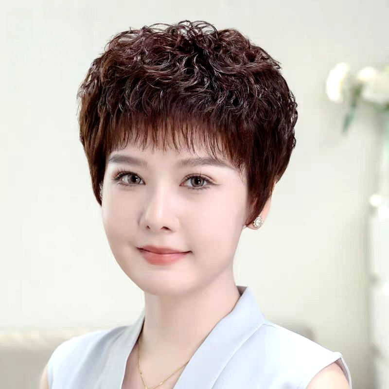 [空调网]全真发丝透气逼真自然舒适中老年假发轻薄款假发-8006