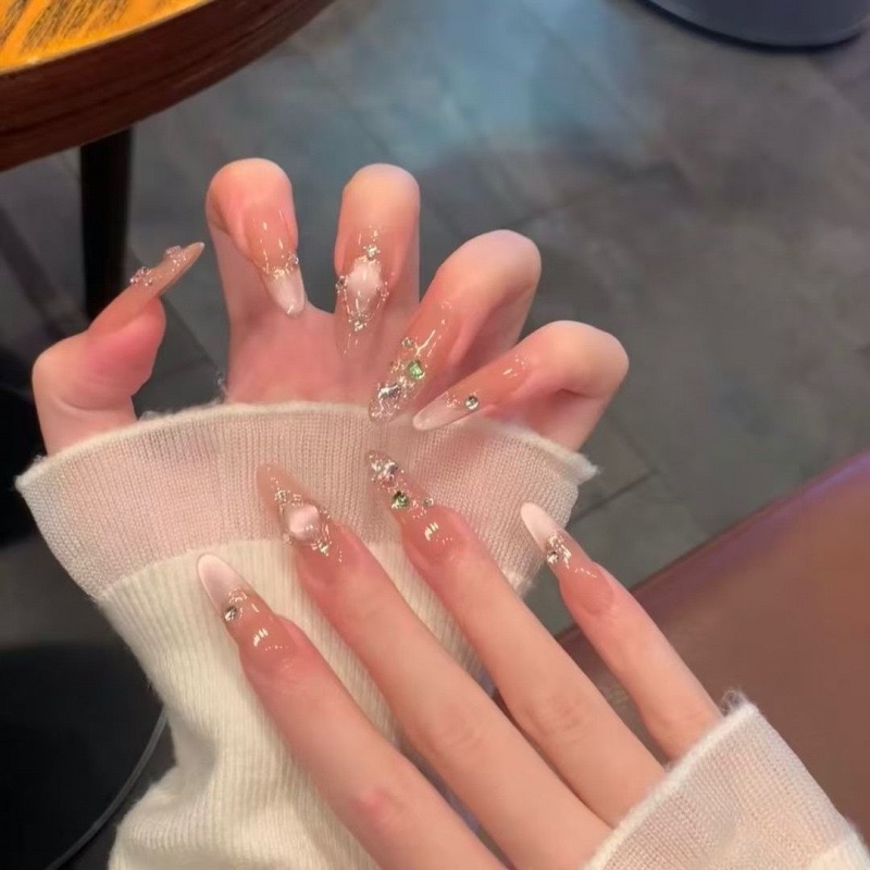 【风华庄园】手工穿戴甲春夏细闪渐变迷你彩钻气质百搭美甲穿戴甲片