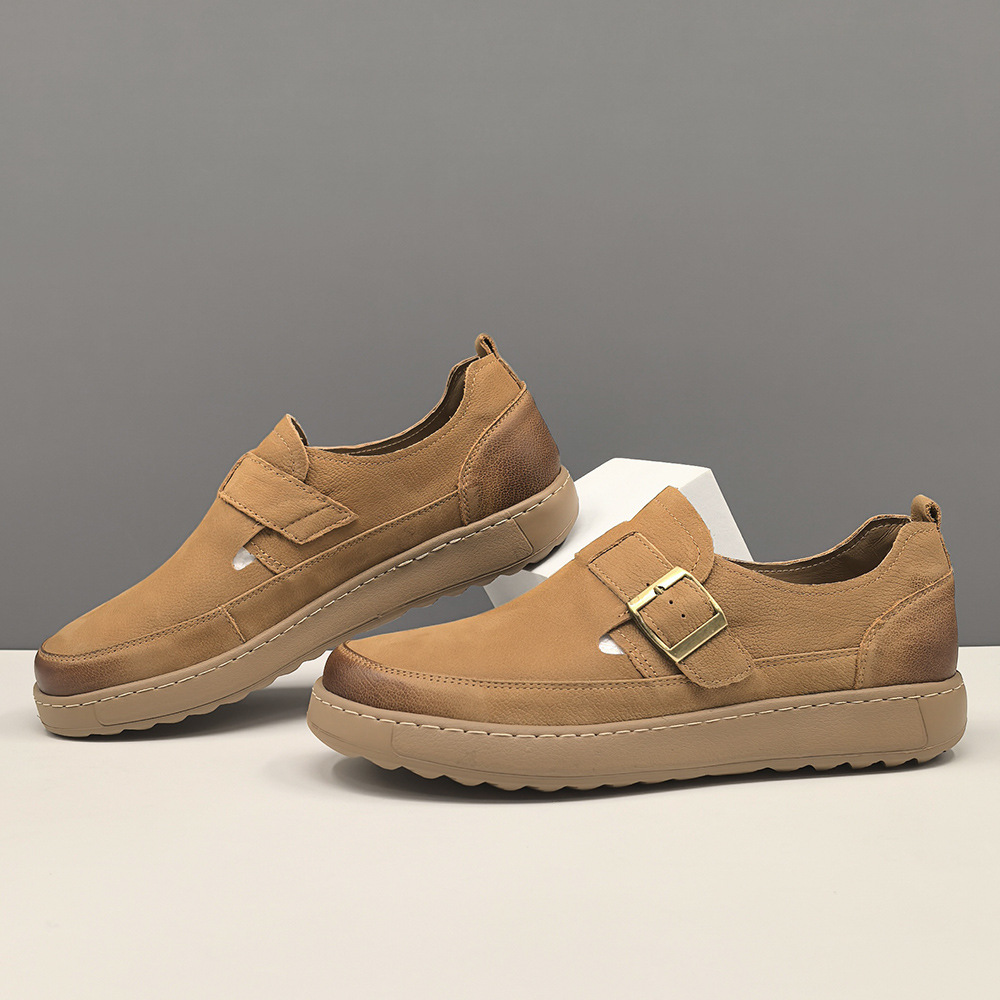 男士真皮乐福鞋男百搭头层牛皮一脚蹬懒人鞋男生休闲鞋欧洲站男鞋