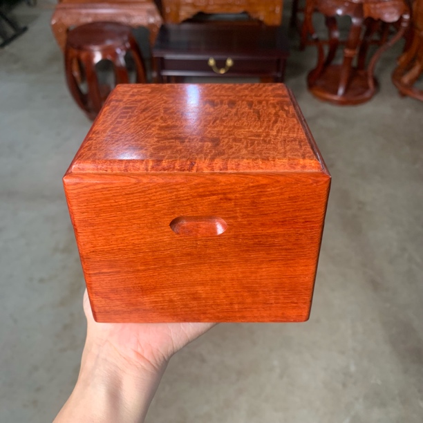 【限量福利】缅花大果紫檀精品六面全独板首饰盒榫卯结构11*11*9