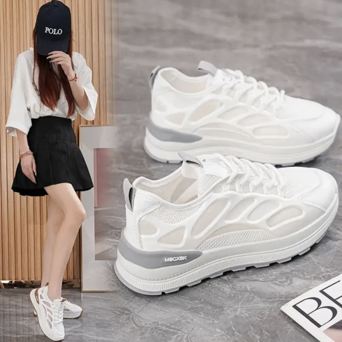 休闲风夏季透气薄款时尚休闲鞋鞋子老爹鞋欧若动感风