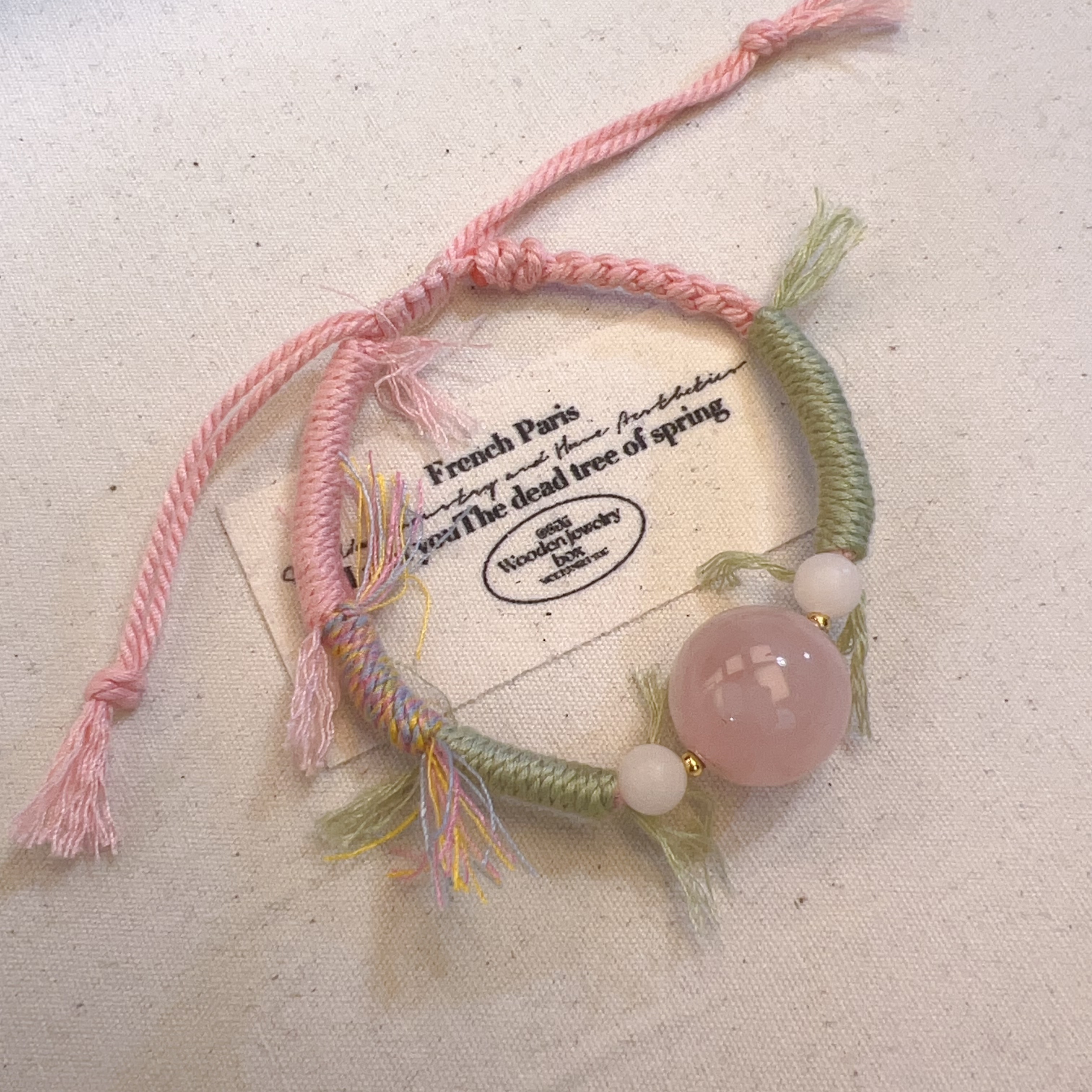 【樱草结】天然粉晶DIY手串  S54