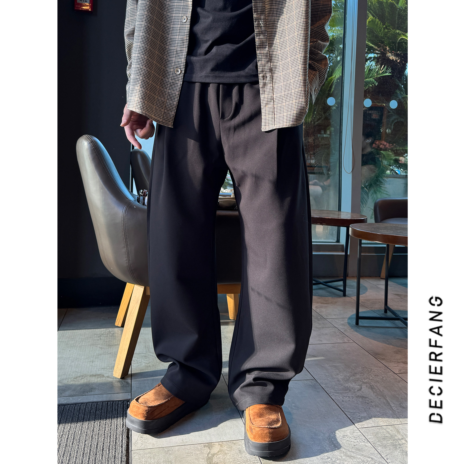 25秋高级感直筒百搭褶皱休闲裤男女同款垂坠休闲纯棉西裤