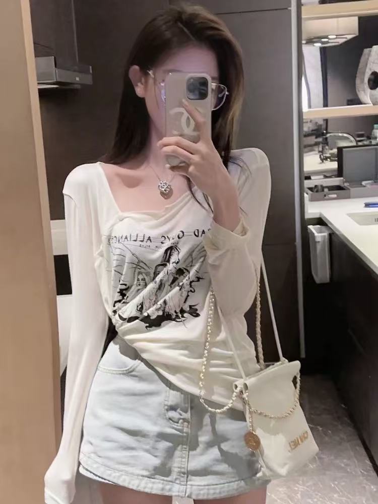 『大花家』11.7秋冬新款打底衫印花长袖t恤