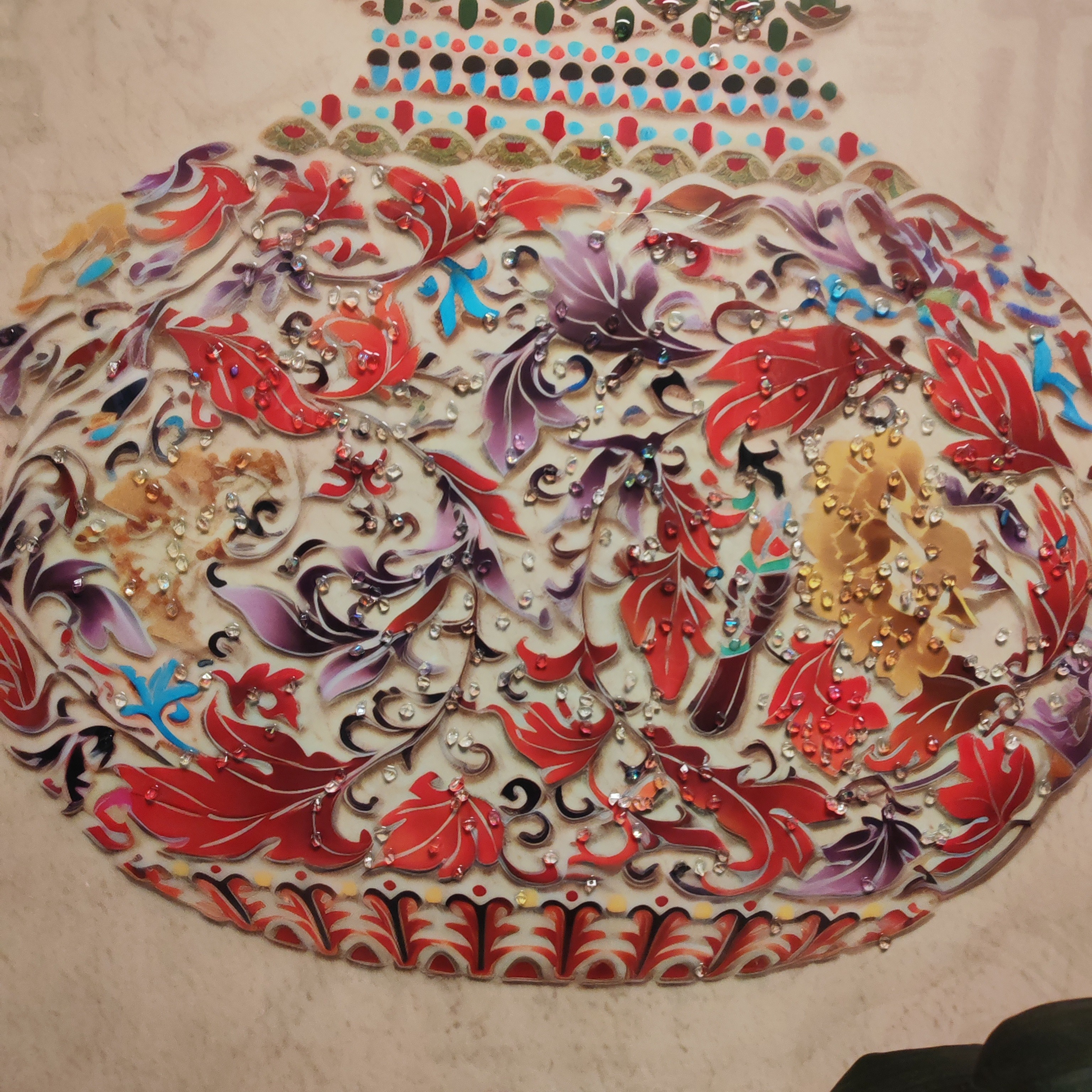 新中式圆领斜襟醋酸重工刺绣上衣二等品