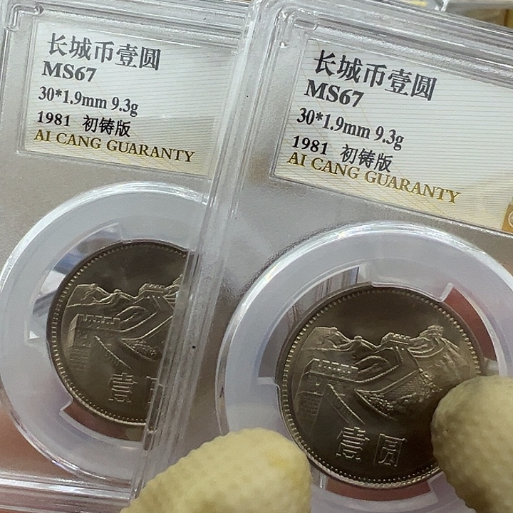 寒***雪其他普通金属八一年长城一元初铸版67分二枚