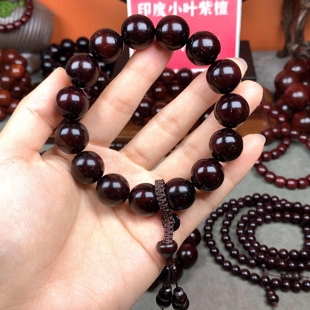 木宝阁小叶紫檀手串，尺寸15mm（现货实拍）